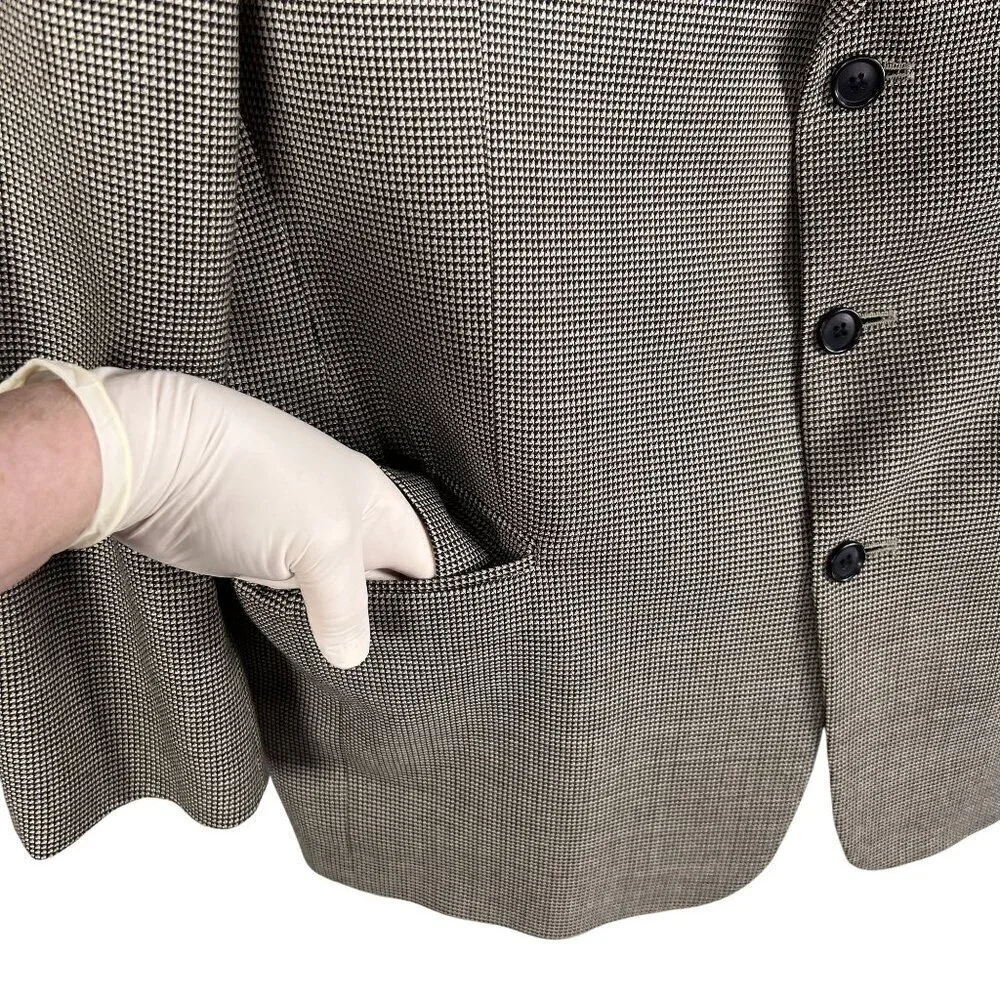 Gianfranco Ruffin Italy Mens 44R Wool Olive Green Houndstooth Blazer Timeless